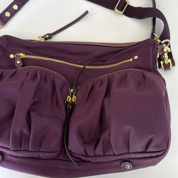 MZ Wallace Nylon Crossbody Satchel Bag 2 Strap Purple Burgundy Color Tote - Picture 5 of 15